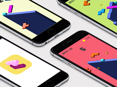 Tetromino Rush Game apple color design device flat game ios11 iphone perspective mockups screen tetris