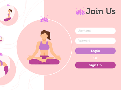 Sign Up Page for Yoga Website design flat illustration simplistic website design