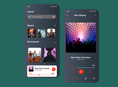 Music Player App Concept app design ui ux web
