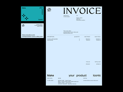 The Iconic Shot brand identity design branding business card invoice design invoice template photography studio
