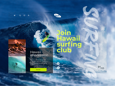 Main page of surfing website camp design figma hawaii photoshop surfing travel ui ux web