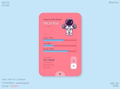 Dailyui016- POPUP/OVERLAY calories daily 100 challenge dailyui dailyui016 dailyuichallenge design dribbble exercise app overlay popup ui ux