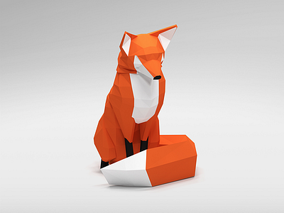 Low poly fox 3d black blender fox low orange poly white