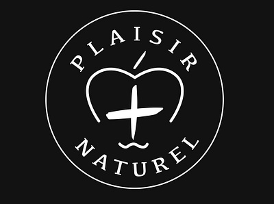 Logo Plaisir Naturel apple beverage logo beverages black and white brand branding cross design design graphique designer graphique designer portfolio food food logo graphic design graphic designer health healthy heart logo logo design