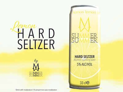 Summer Summer - lemon hard seltzer affiche beverage packaging brand branding can can label cannette design design graphique designer graphique designer portfolio graphic design graphic designer hard seltzer illustration label logo packaging design poster promotionnel poster