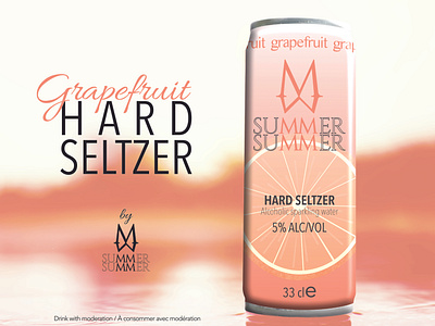 Summer Summer - grapefruit hard seltzer beverage beverage packaging boisson brand branding design design graphique designer graphique designer portfolio grapefruit graphic design graphic designer hard seltzer hard seltzer packaging illustration label design logo packaging packaging design