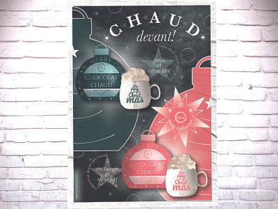 Choca promotional poster branding chocolat chocolat chaud chocolate chocolate packaging christmas design design graphique designer graphique designer portfolio emballage graphic design graphic designer holiday hot chocolate logo noël packaging design poster promotional