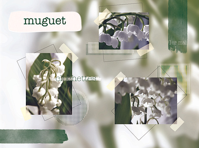 Lilly of the valley art 1/2 1er mai aquarelle art clochette collage design design graphique designer graphique designer portfolio flower graphic design graphic designer illustration lilly of the valley may muguet paint photography