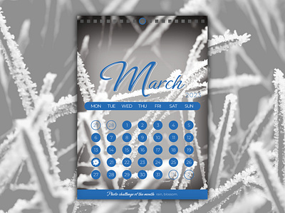 Calendar 2023 - March 2023 layout calendar calendar 2023 colorful design design graphique designer graphique designer portfolio frozen graphic design graphic designer grass hiver ice illustration march mars mise en page photography winter