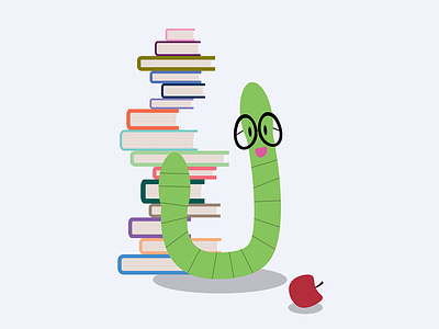 Bookworm apple books bookworm cute education graphic design illustration
