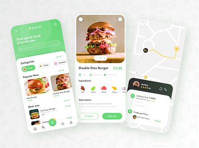 Food app design 🍔 app burger delivery design desserts food food delivery graphic design green illustration ingredients mobile orange order pizza shop ui vector vegan vibrant