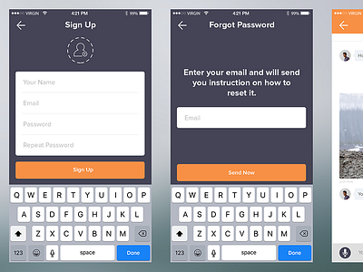 Sign Up & Forgot Password App Design Concept