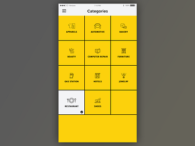 iOS Categories Screen Mockup Design