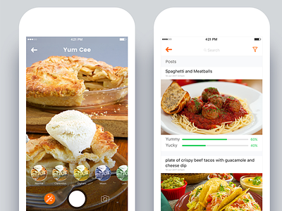 Filter Effects, Posts, Chat Screen - Food App aap design food free ios mobile app phone restaurant ui ux