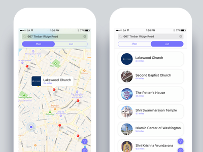 Map/List/Filter Screen - Church App by ★ Samat Odedara - Dribbble