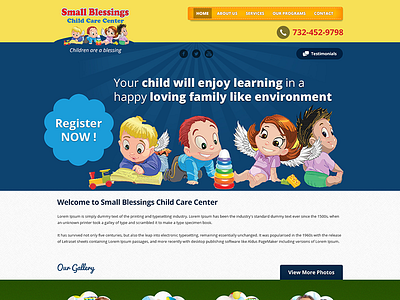 Child Care Center Website child care children class courses e learning education kids kindergarten nursery preschool psd template school