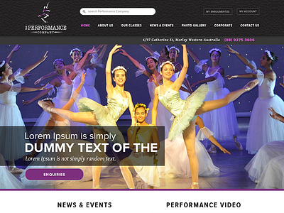 Dance School Website art concept dance flat homepage interface school ui ux webdesign website