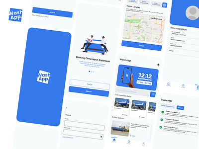 WashApp. blue carwash mobile app ui