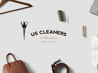 US CLEANERS alteration branding cleaners identity logo tailor vintage wordmark