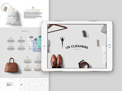 US Cleaners branding clean identity logo minimal tailor ui ux vintage website wordmark