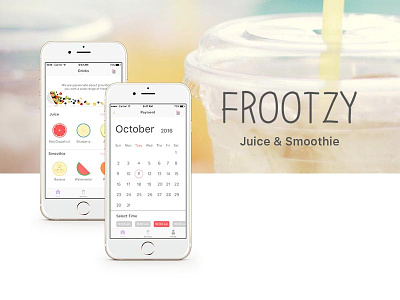 Frootzy app fruit juice smoothie ui ux