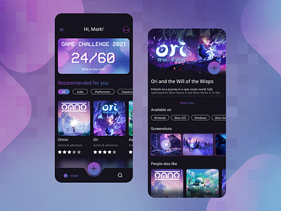 Games tracker mobile app app design flat games gradient mobile ui ux