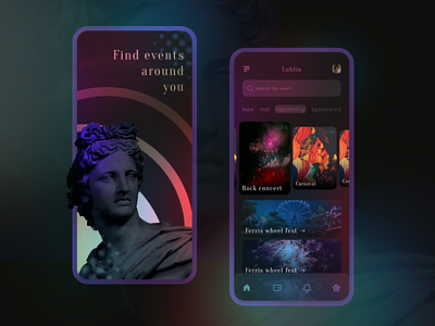 Event finder mobile app app design event finder gradient mobile ui ux vector