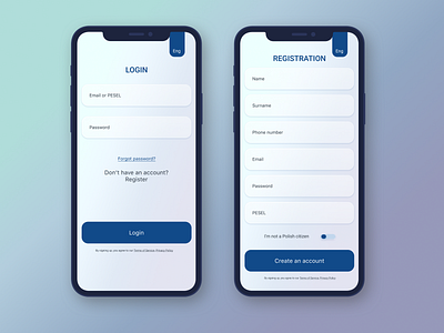 Login and Registration screens redesign for TuZdrowie app design insurance login mobile policy registration ui ux