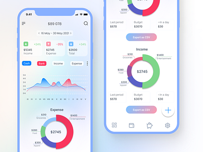Report screen redesign app budget design financial mobile report ui ux vector