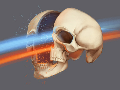 Skull sketch anatomy art color fast laser rainbow sketch skull