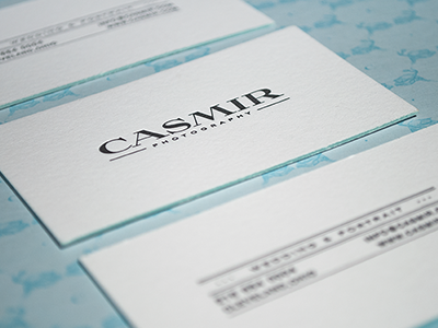 Casmir business cards branding casmir color edges fashion letterpress logo mint pattern photography portfolio portrait simple stationery wedding