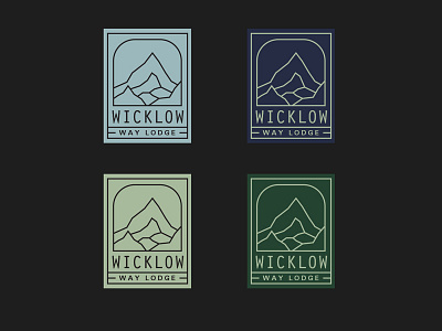 Wicklow Way Lodge branding green lineart lockups logo minimal mountain nature resort stickers