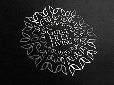 Guilt Free Living branding emblem foil guilt happy institution letterpress living logo mental health silver symbol typography woman
