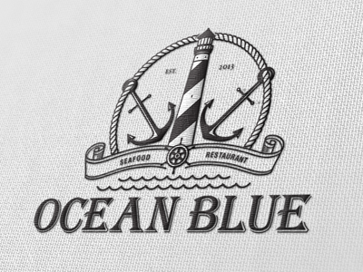 Ocean Blue - emblem detail anchor banner dinning emblem fabric fish lighthouse mediteran mediterannean ocean restaurant rope sea seafood waves