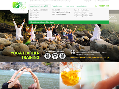 HallsOfYoga.Com design homepage homepage design rishikesh ui web yoga yoga courses yoga retreats yoga teacher training