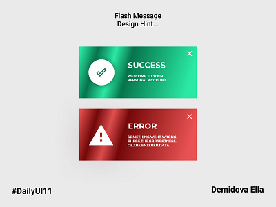 Flash Message, #DailyUI #011 dailyui design ui uidesign ux ux ui uxdesign