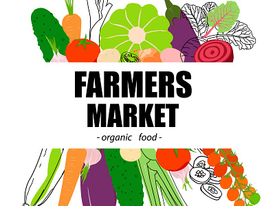 Eco3 banner design farmers flat flyer fresh illustration market organic vegan vegetables