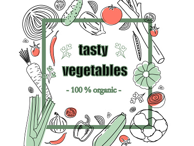 Vegetable composition5 banner design farmers flat flyer fresh illustration market organic vegetables