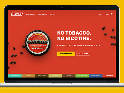 Grinds Energy Pouches Homepage Design carousel design ecommerce energy flavor grinds hero homepage pouches product slider