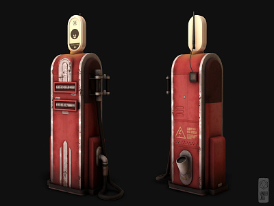 Gas Pump 3d animation asset design game art game dev gas pump indie dev low poly marmoset toolbag maya modeling prop texturing