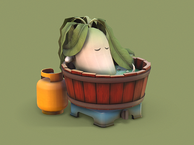 Radish in a Bathtub 3d animation design game art game dev indie dev low poly marmoset toolbag maya modeling prop radish texturing vegetable