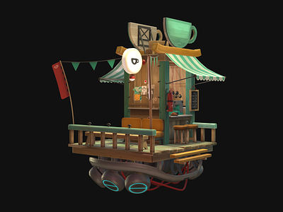 Coffee Shop 3d animation cafe coffee shop design game art game dev indie dev low poly marmoset toolbag maya modeling prop restaurant texturing