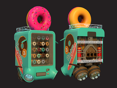 Donuts Vending Machine 3d animation asset donut food game art game dev indie dev low poly marmoset toolbag maya modeling