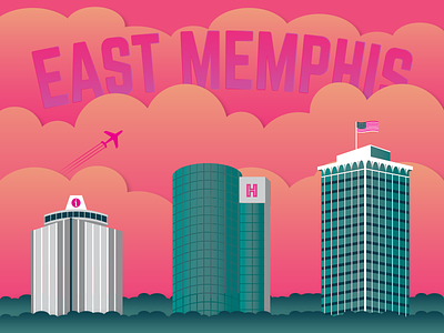 Rep Your Hood building east memphis memphis pink plane poplar skyscraper sunset teal tennessee