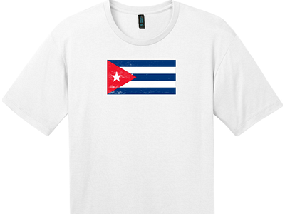 Cuba Vintage Flag T Shirt Bright White