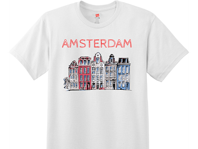 Amsterdam Holland Leaning Houses T Shirt White amsterdam cool t shirts custom t shirts custom tees holland netherlands t shirt designs