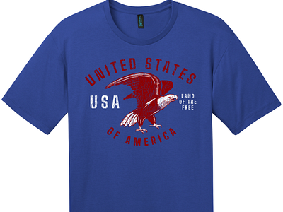 United States Eagle Land of Free T Shirt Deep Royal