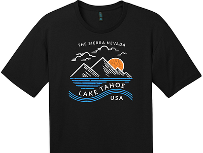 Lake Tahoe Sierra Nevada Mountain T Shirt Jet Black california cool t shirts custom t shirts custom tees lake tahoe make your own t shirts nevada sierra nevada t shirt designs