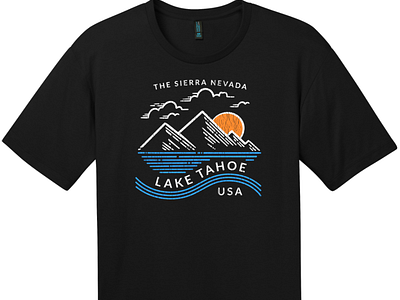 Lake Tahoe Sierra Nevada Mountain T Shirt Jet Black