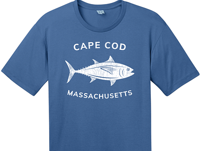 Cape Cod Massachusetts Tuna T Shirt Maritime Blue